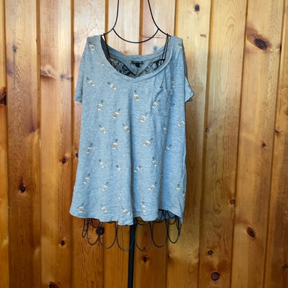 Torrid pumpkin latte coffee v neck shirt plus size 1 fall winter shirt gray - Picture 2 of 10